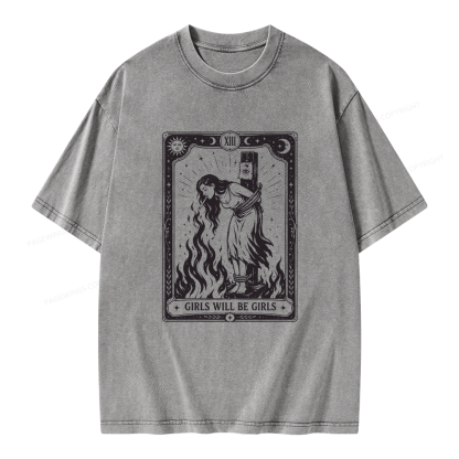 Pagewings Girls Will Be Girls Unisex Washed T-shirt