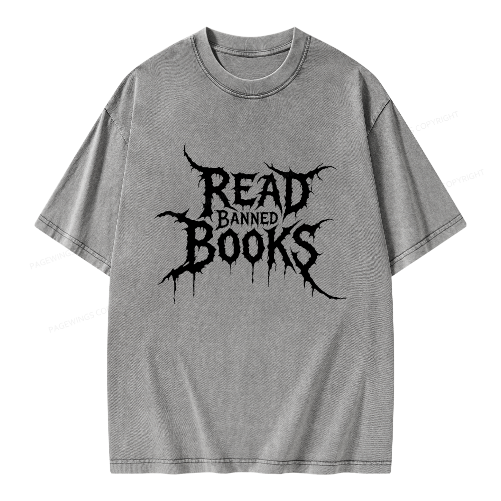 Pagewings Read Banned Books Unisex Washed T-shirt