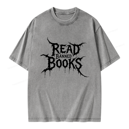 Pagewings Read Banned Books Unisex Washed T-shirt