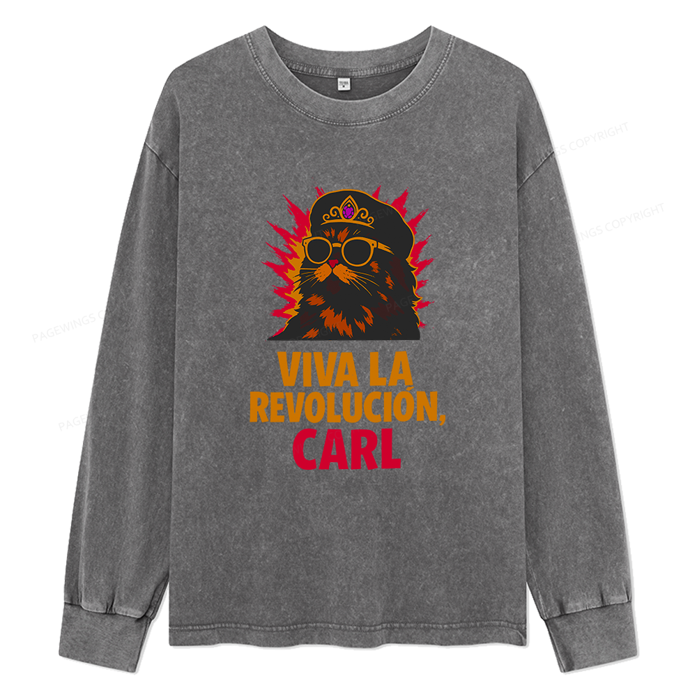 Pagewings Viva La Revolucion Unisex Washed Long Sleeve T-shirt