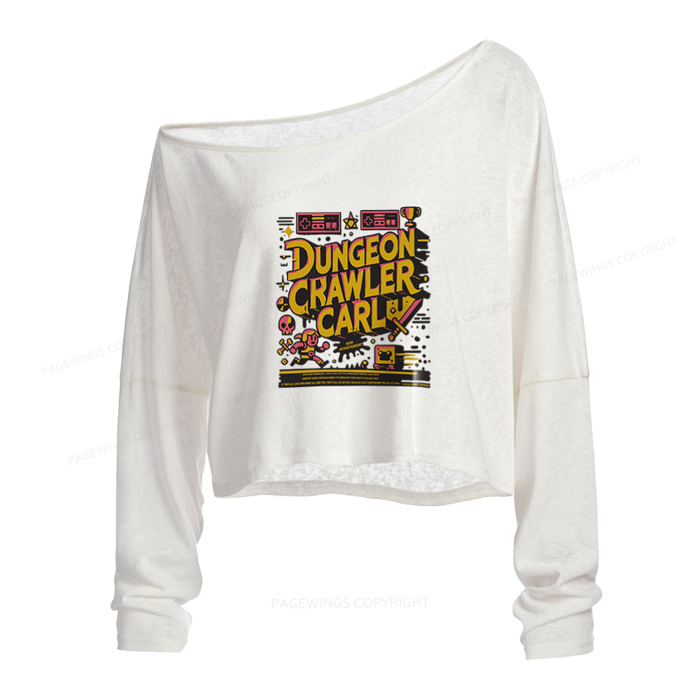 Pagewings Sci Fi Bookish Slouchy Long Sleeve Off Shoulder T-shirts