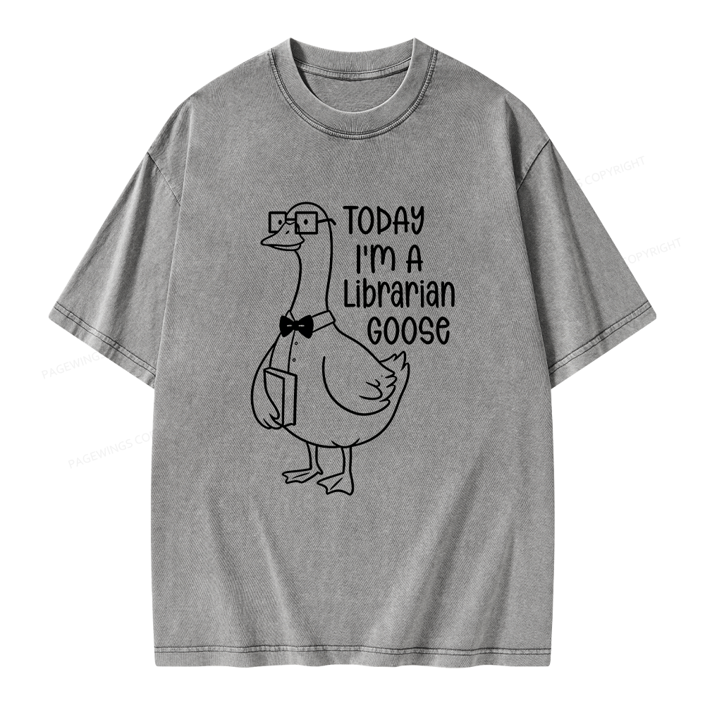 Pagewings Today I’m a Librarian Goose Unisex Washed T-shirt