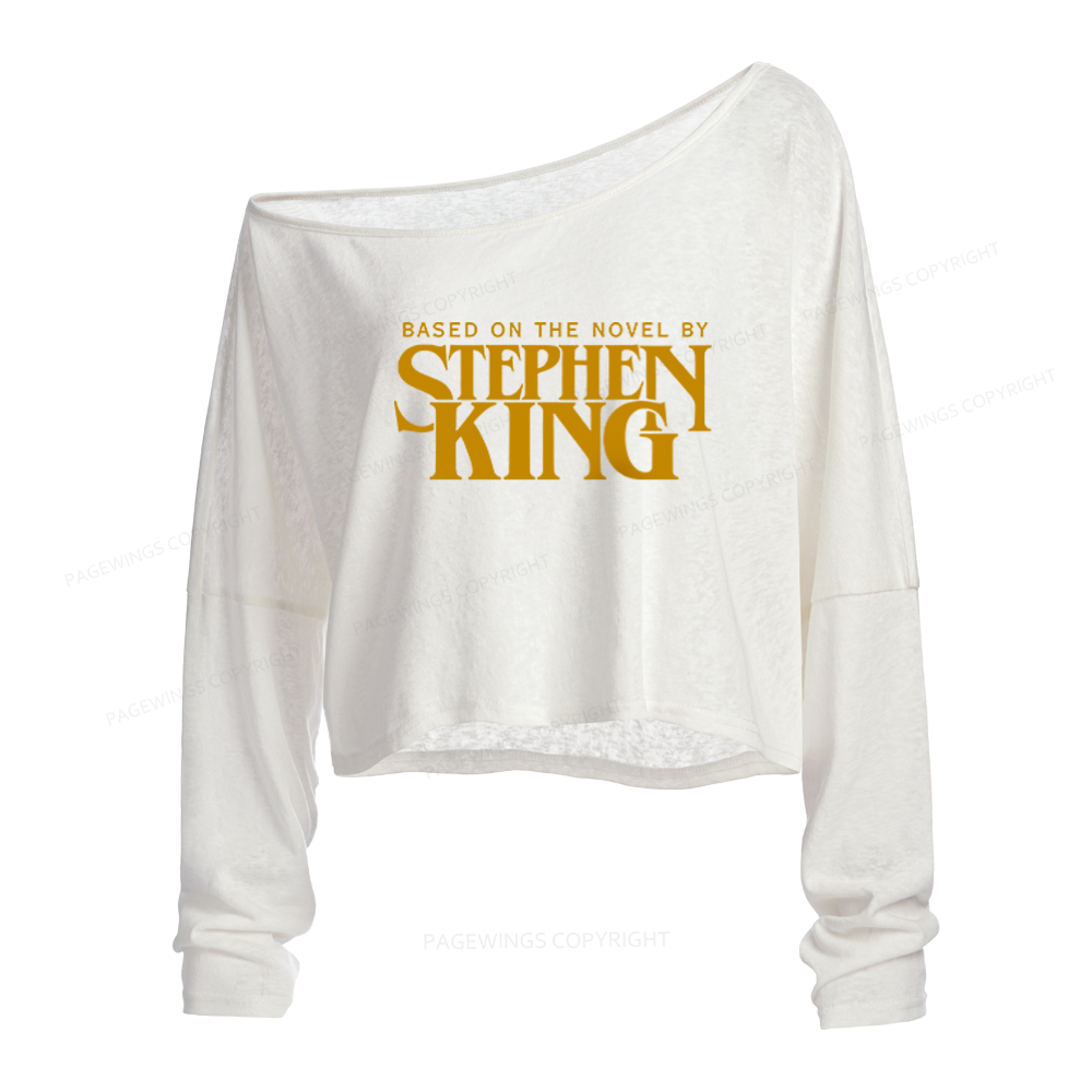 Pagewings Based On A Novel Slouchy Long Sleeve Off Shoulder T-shirts