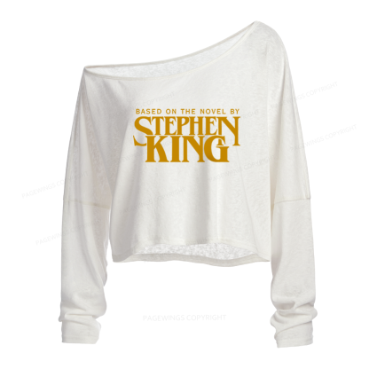 Pagewings Based On A Novel Slouchy Long Sleeve Off Shoulder T-shirts