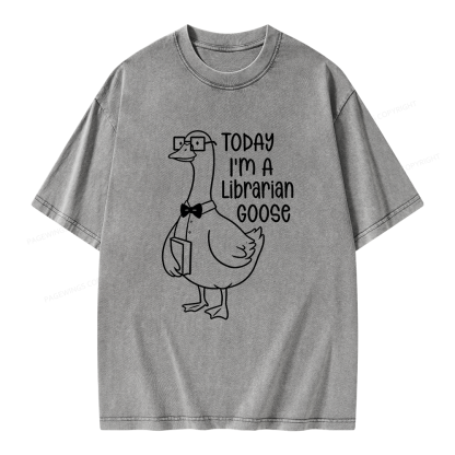 Pagewings Today I’m a Librarian Goose Unisex Washed T-shirt