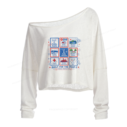 Pagewings Public Libraries Slouchy Long Sleeve Off Shoulder T-shirts