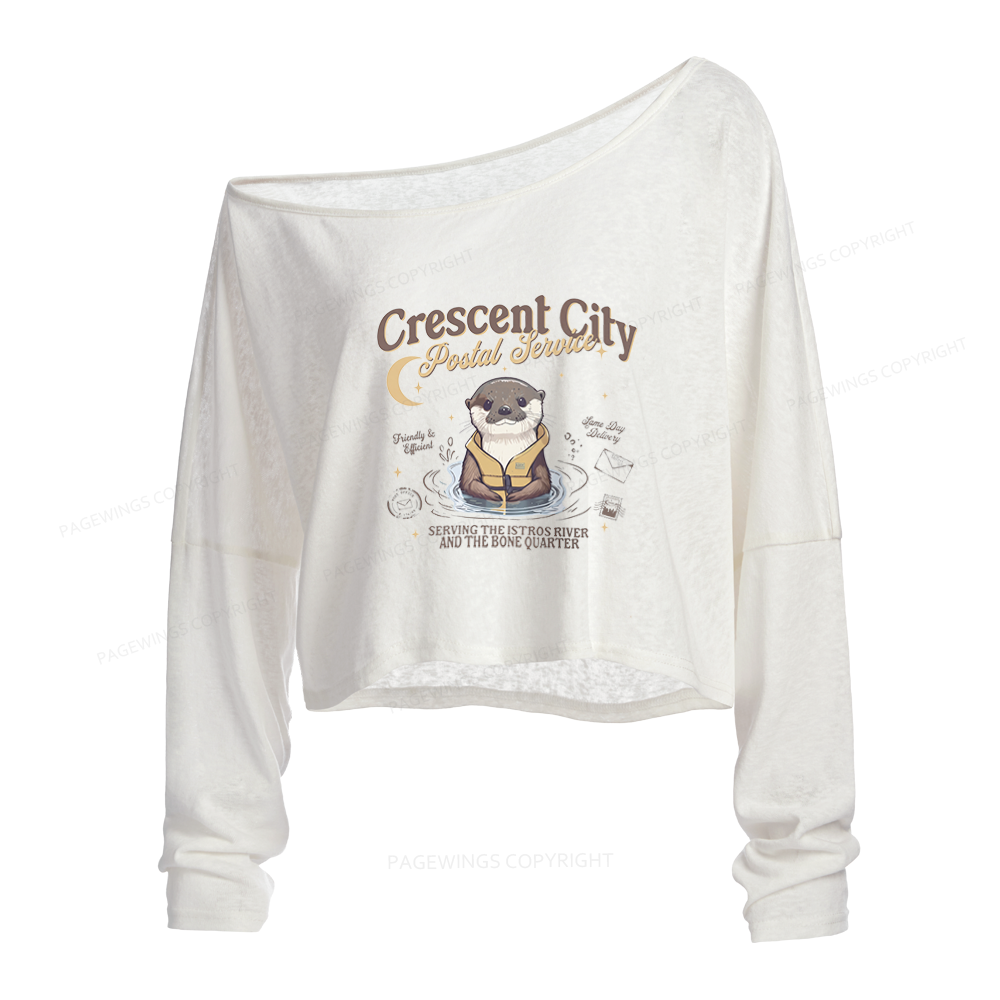 Pagewings Fantasy Book Lover Slouchy Long Sleeve Off Shoulder T-shirts
