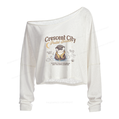 Pagewings Fantasy Book Lover Slouchy Long Sleeve Off Shoulder T-shirts
