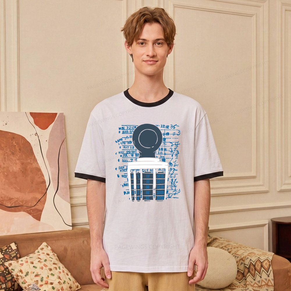 Pagewings Books Library Stamp Unisex Ringer T-Shirt 