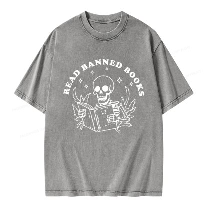 Pagewings Read Banned Books Unisex Washed T-shirt