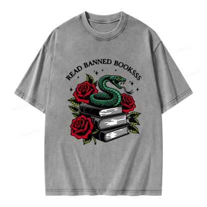 Pagewings Read Banned Books Unisex Washed T-shirt