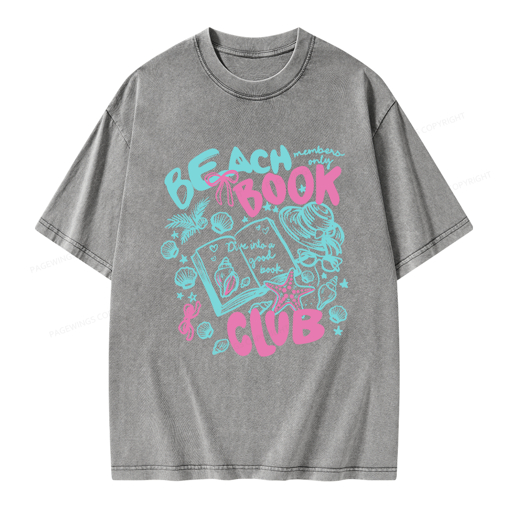 Pagewings Beach Book Club Unisex Washed T-shirt