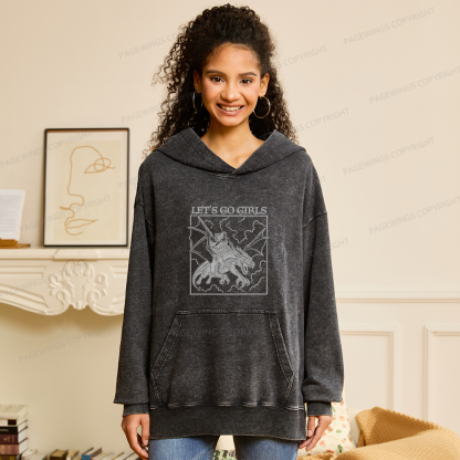 Pagewings Retro Dragon Rider Unisex Washed Hoodie