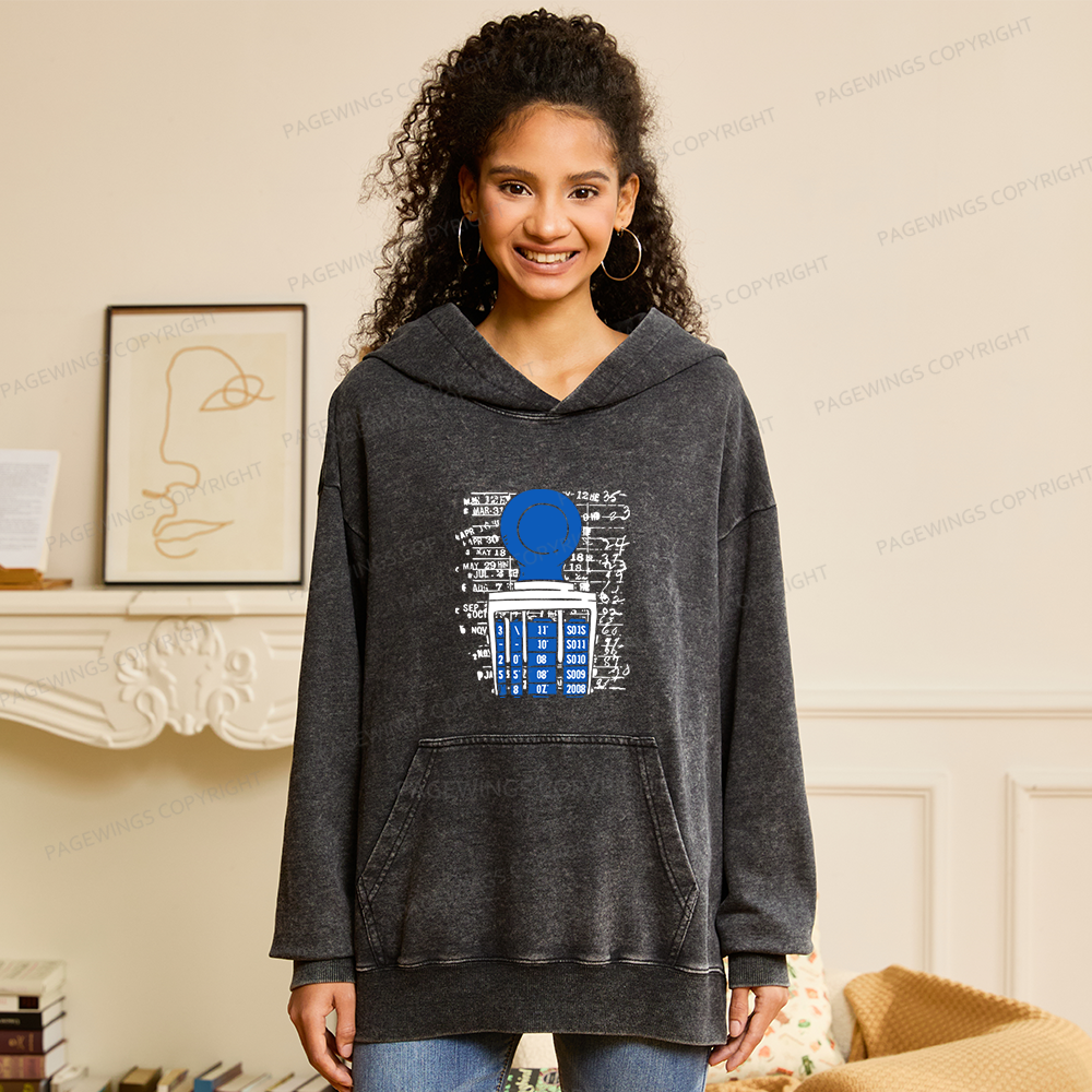 Pagewings Books Library Stamp Unisex Washed Hoodie