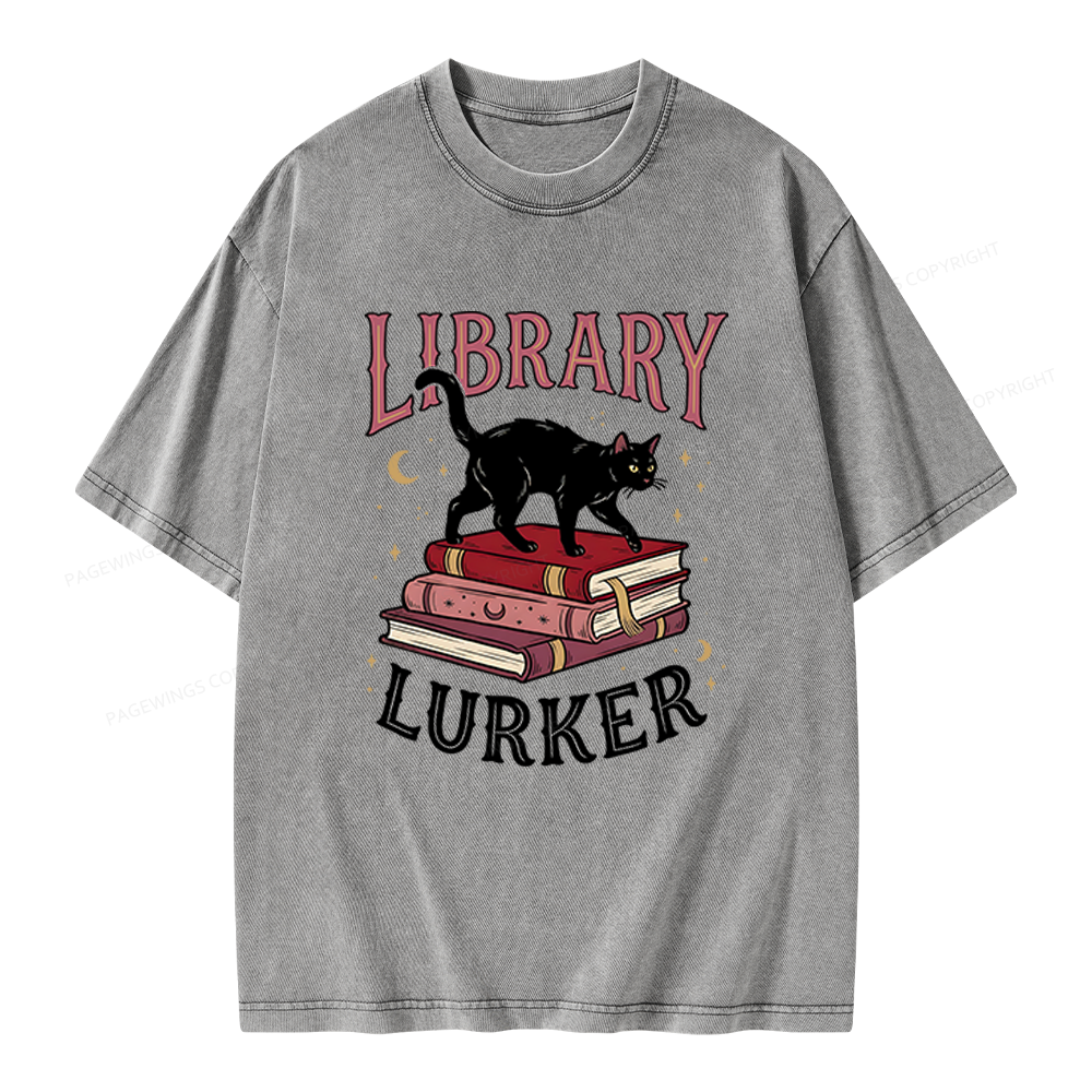 Pagewings Library Lurker Unisex Washed T-shirt