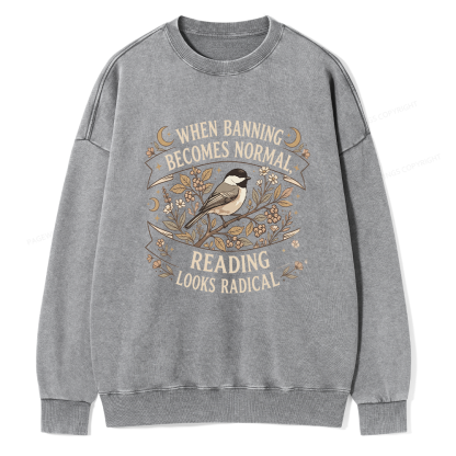 Pagewings Reading Looks Radical Unisex Washed Sweatshirt