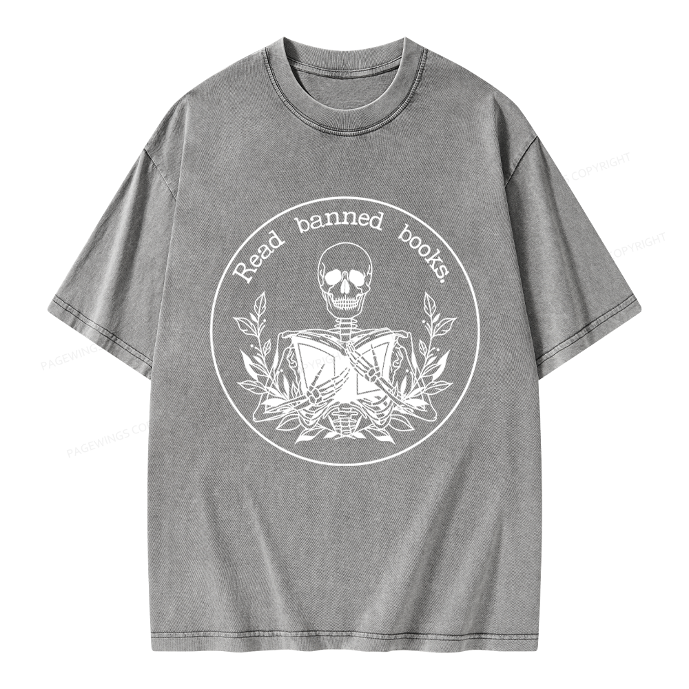 Pagewings Read Banned Books Unisex Washed T-shirt