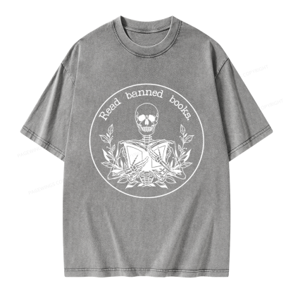 Pagewings Read Banned Books Unisex Washed T-shirt