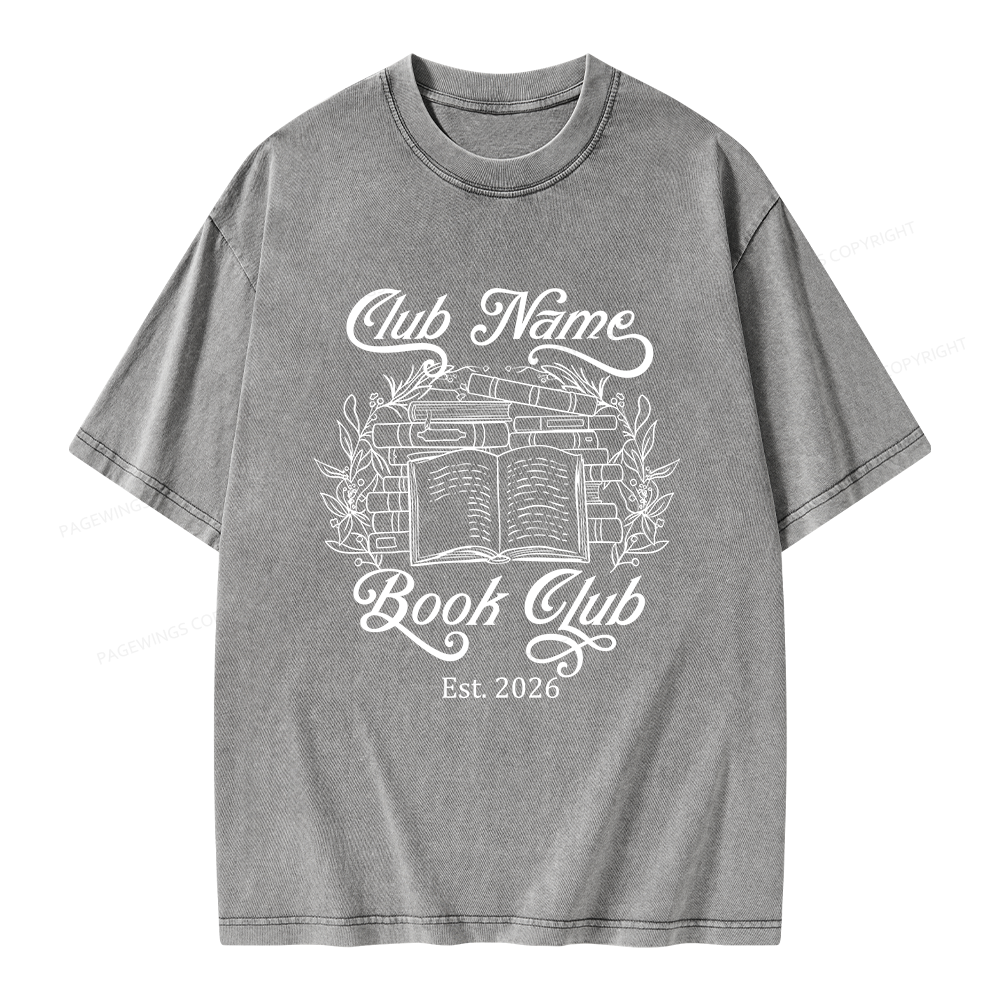Pagewings Personalized Book Club Unisex Washed T-shirt
