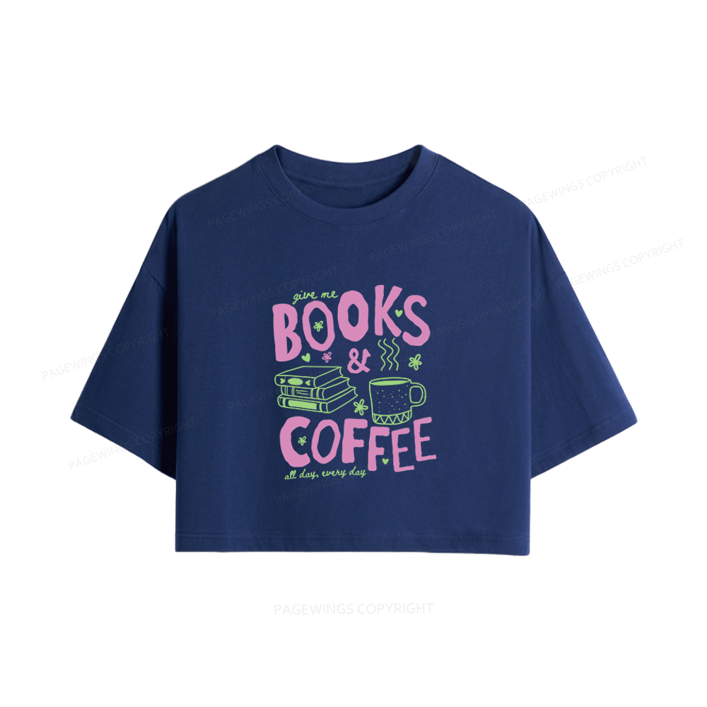 Pagewings Books and Coffee Women Crop Tops