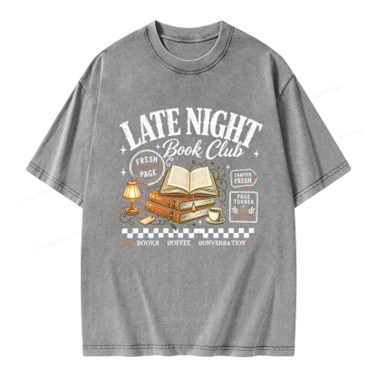 Pagewings Late Night Book Club Unisex Washed T-shirt