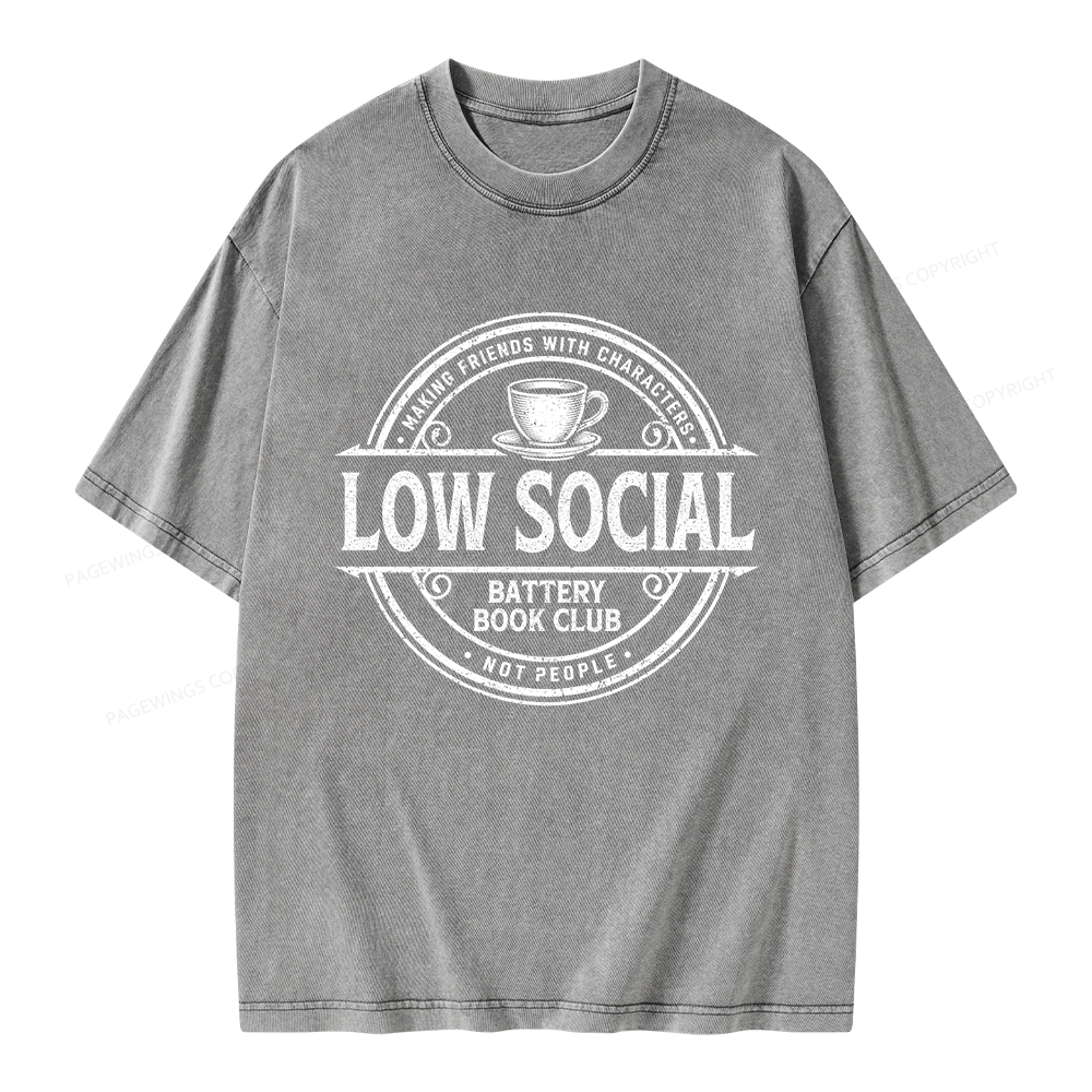 Pagewing Anti Social Book Club Unisex Washed T-shirt