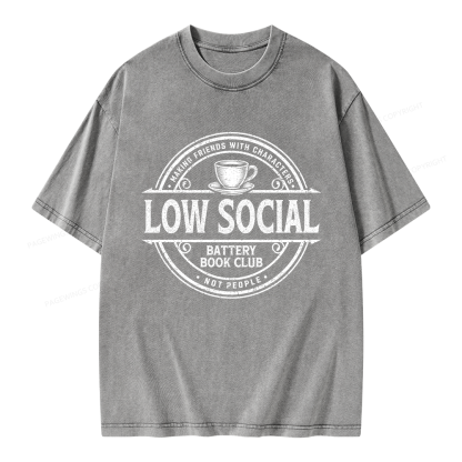 Pagewing Anti Social Book Club Unisex Washed T-shirt
