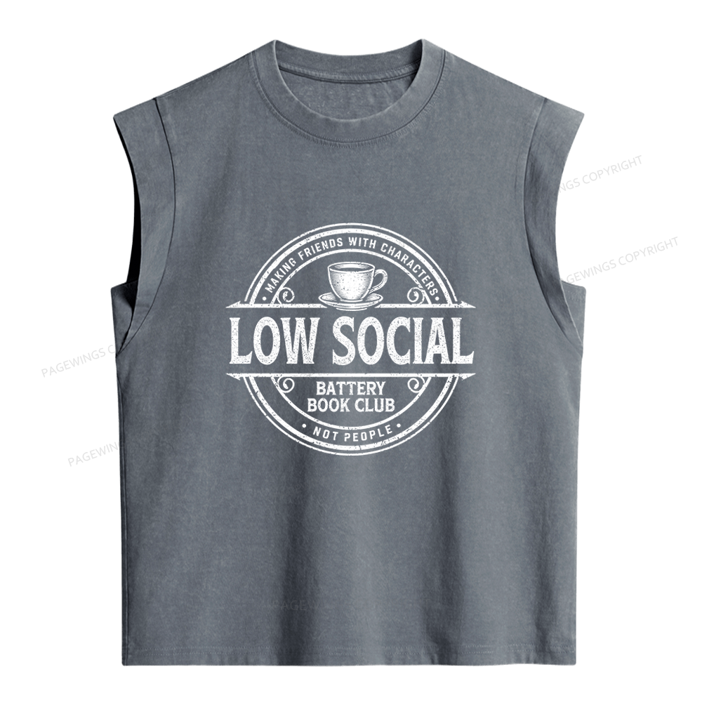 Pagewing Anti Social Book Club Women's Washed Tank Top