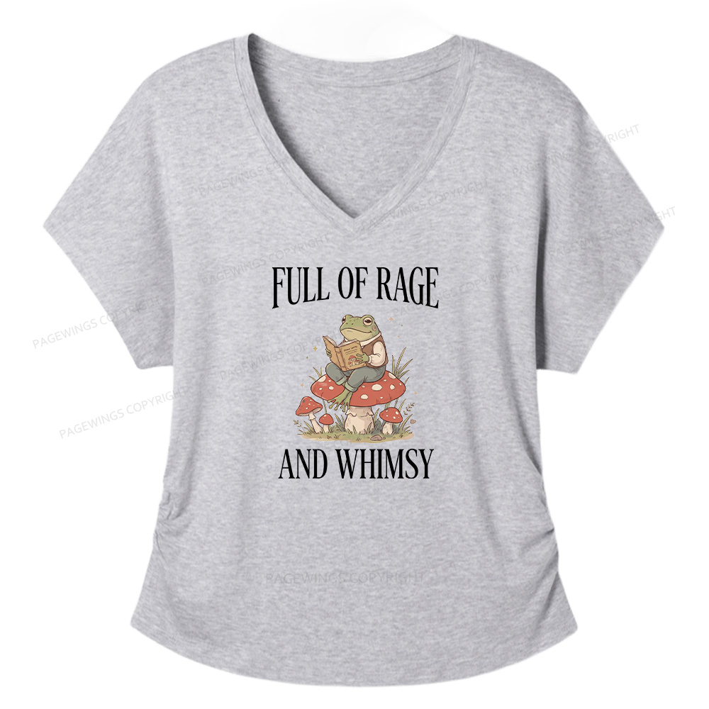 Pagewings Full of Rage and Whimsy  Soft Women's Modal V-neck T-shirt  