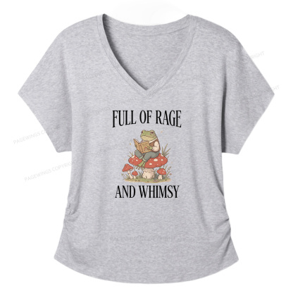 Pagewings Full of Rage and Whimsy  Soft Women's Modal V-neck T-shirt  