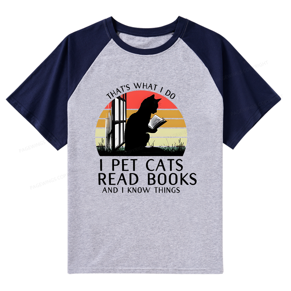 Pagewings Cat And Book Raglan T-shirt