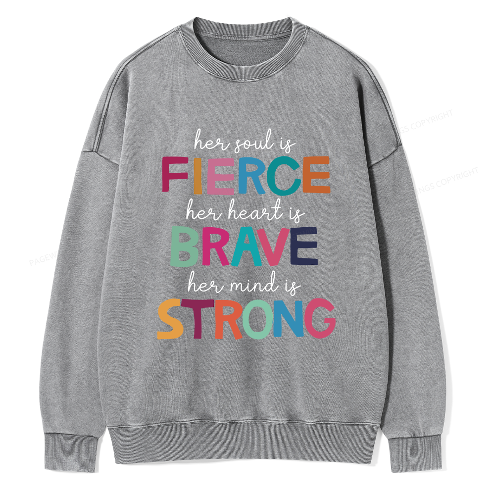 Pagewings Her Soul Is Fierce Unisex Washed Sweatshirt