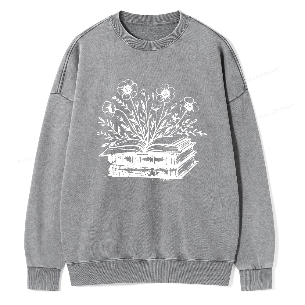 Pagewings Vintage Book Unisex Washed Sweatshirt