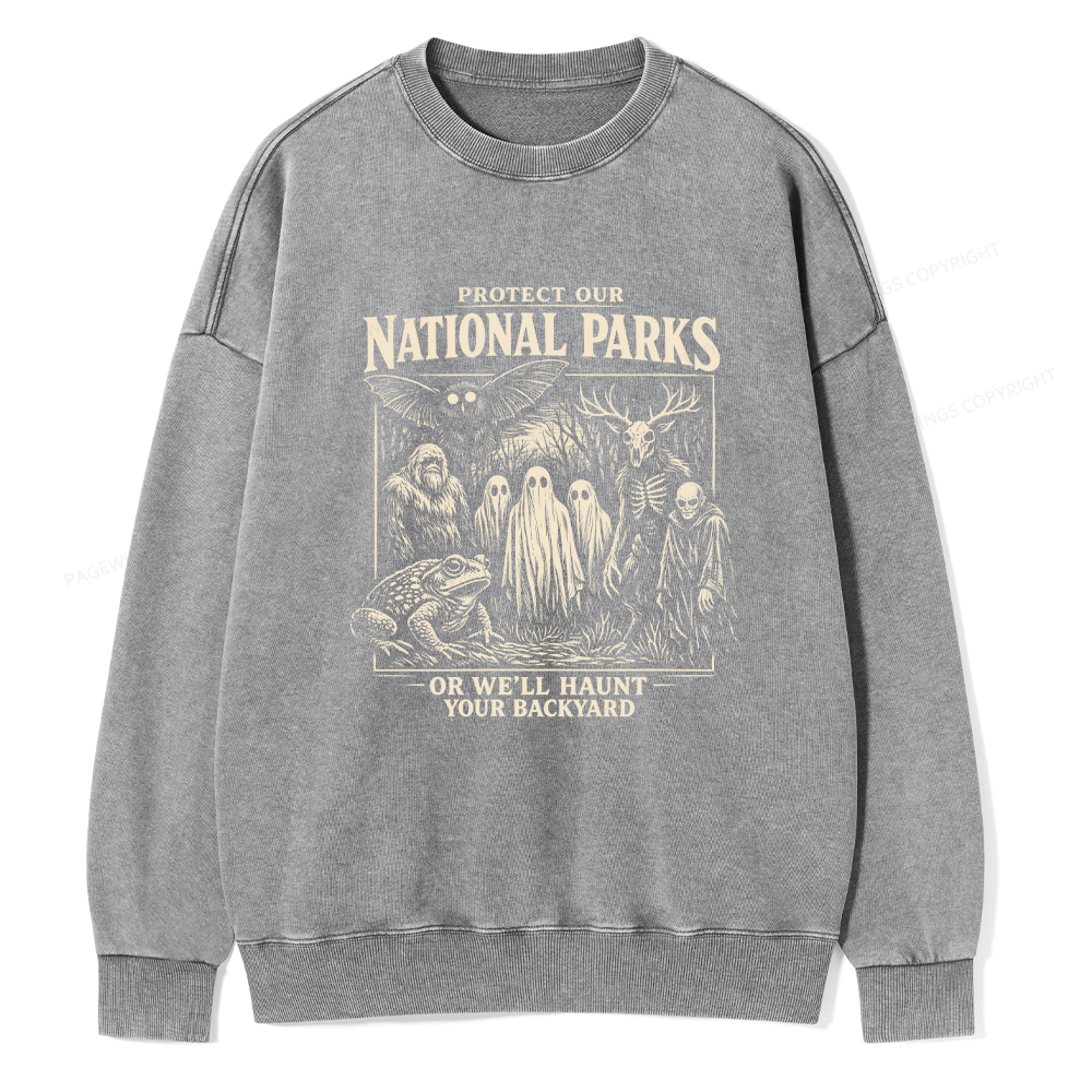 Pagewings Protect Our National Parks Unisex Washed Sweatshirt