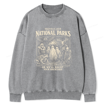 Pagewings Protect Our National Parks Unisex Washed Sweatshirt