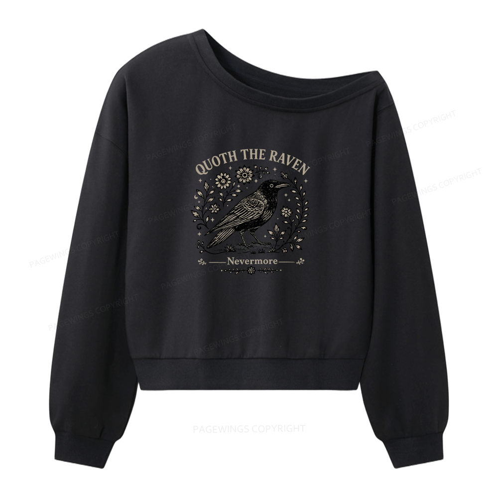 Pagewings Nevermore Bookish Women Off Shoulder Sweatshirt