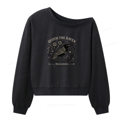 Pagewings Nevermore Bookish Women Off Shoulder Sweatshirt