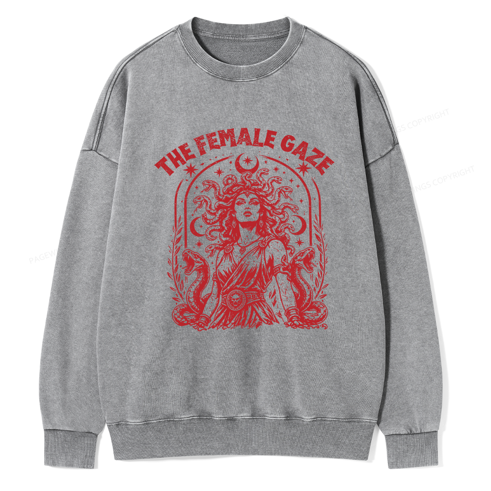 Pagewings Vintage Medusa Feminist Unisex Washed Sweatshirt