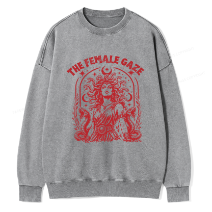 Pagewings Vintage Medusa Feminist Unisex Washed Sweatshirt