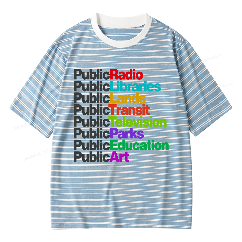 Pagewings Public Libraries Unisex Striped T-Shirt