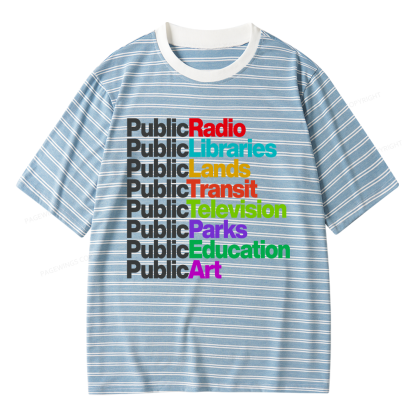 Pagewings Public Libraries Unisex Striped T-Shirt