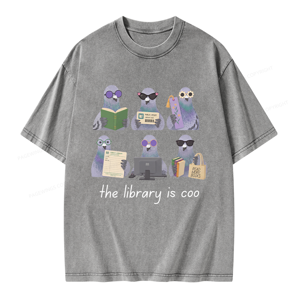 Pagewings Librarian Pigeon Unisex Washed T-shirt
