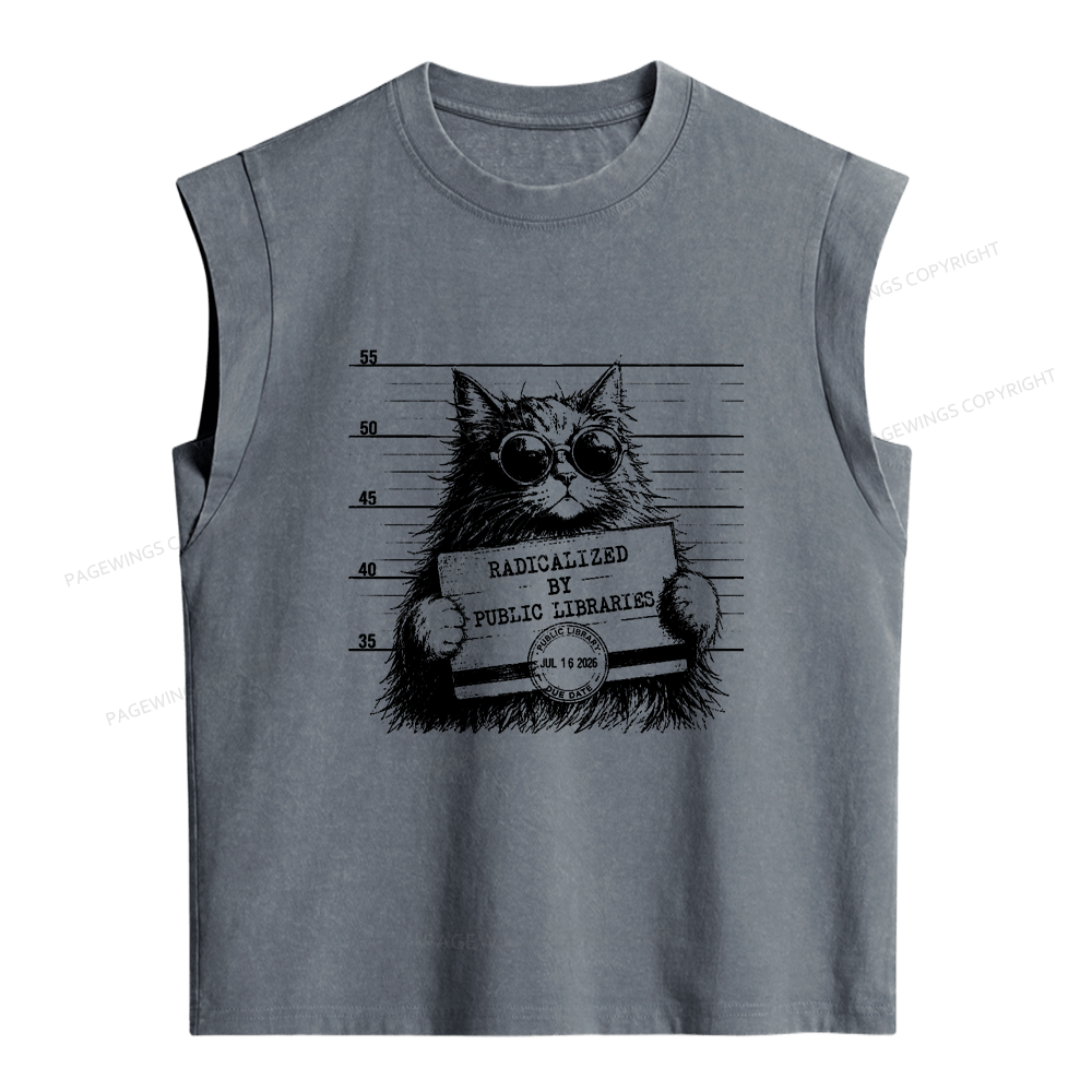 Pagewings Radicalized By Public Libraries Women's Washed Tank Top