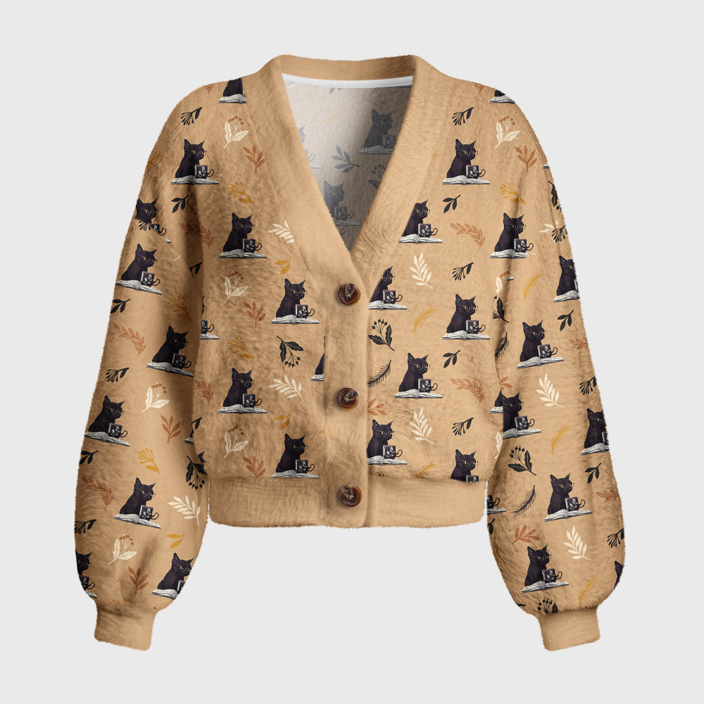 Pagewings Reading Cat 7004X Women's Cardigan Sweater