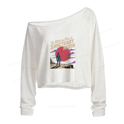 Pagewings The Rise and Fall of Sanctuary Moon Slouchy Long Sleeve Off Shoulder T-shirt