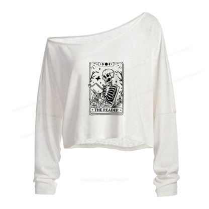 Pagewings The Reader Tarot Card Slouchy Long Sleeve Off Shoulder T-shirt