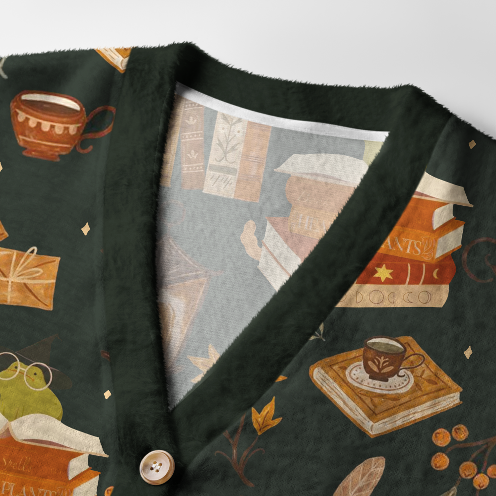 Pagewings Cozy Autumn Reading Light Knit Unisex Cardigan Sweaters