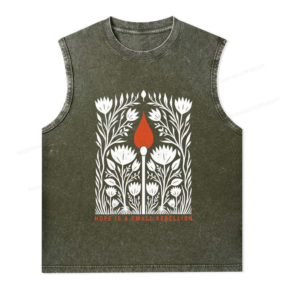 Pagewings Hope Is A Small Rebellion Unisex Washed Tank Top