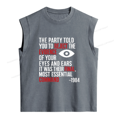 Pagewings Dystopia Quote Women's Washed Tank Top
