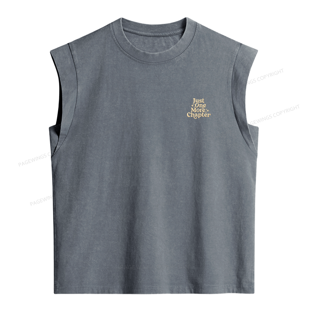 Pagewings Embroidered Just One More Chapter Women's Washed Tank Top